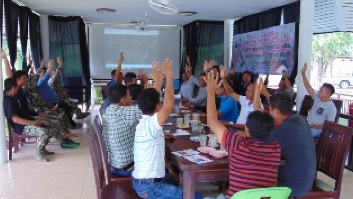 สทภ.๗ จัดประชุมเชิงปฏิบัติการรับฟังความคิดเห็นตามระเบียบสำนักนายกรัฐมนตรี  ว่าด้วยการรับฟังความคิดเห็นของประชาชน พ.ศ. ๒๕๔๘   โครงการปรับปรุงฟื้นฟูแหล่งน้ำบริเวณหน่วยพิทักษ์อุทยานแห่งชาติที่ กร. ๕ (ห้วยลึก)  บ้านรวมไทย หมู่ที่ ๗ ตำบลหาดขาม อำเภอกุยบุรี จัง