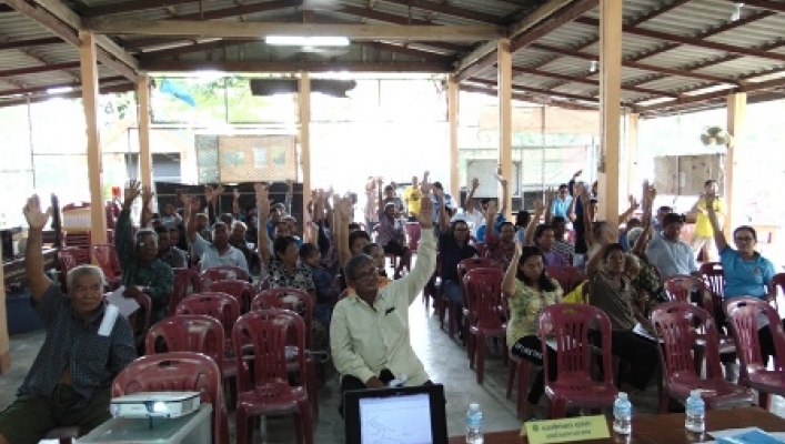 สทภ.๗ จัดประชุมเชิงปฏิบัติการรับฟังความคิดเห็นตามระเบียบสำนักนายกรัฐมนตรี  ว่าด้วยการรับฟังความคิดเห็นของประชาชน พ.ศ. ๒๕๔๘ โครงการปรับปรุงระบบส่งน้ำอ่างเก็บน้ำมรสวบ ตำบลชัยเกษม อำเภอบางสะพาน จังหวัดประจวบคีรีขันธ์