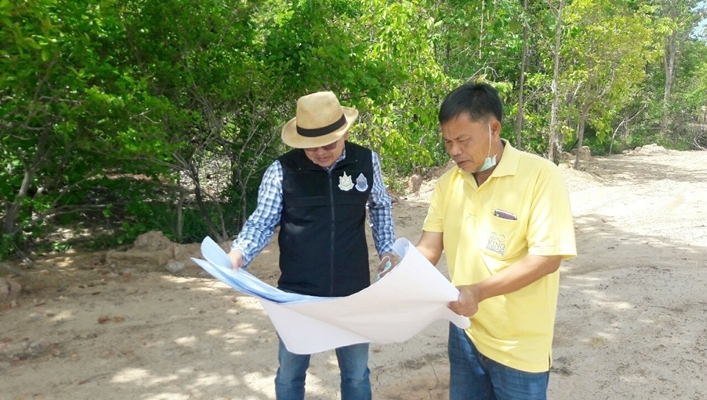 สทภ.11 ทส.ลงพื้นที่ตรวจรับงานพัสดุโครงการปรับปรุงฟื้นฟูแหล่งน้ำสระน้ำบ้านเตย