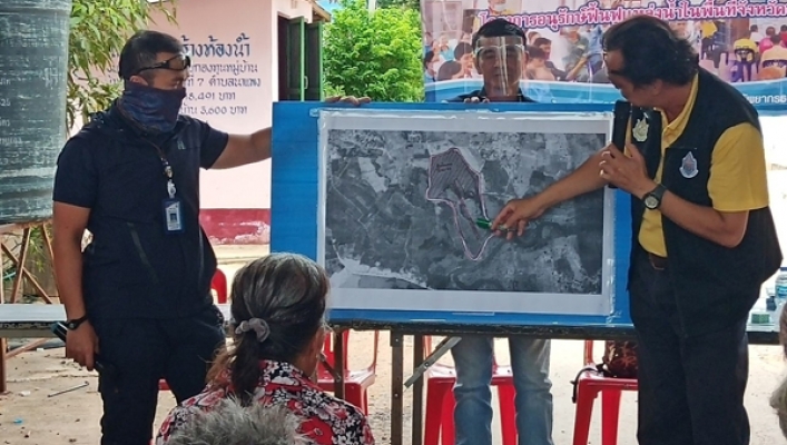 สทภ.4  จัดประชุมรับฟังความคิดเห็นของประชาชนตามระเบียบสำนักนายกรัฐมนตรี พ.ศ.2548 โครงการอนุรักษ์ฟื้นฟูแหล่งน้ำกุดมะโน๊ต  ตำบลนาแพง อำเภอโคกโพธิ์ไชย จังหวัดขอนแก่น
