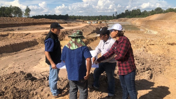สทภ.5 ตรวจผลการดําเนินงาน โครงการอนุรักษ์ฟื้นฟูแหล่งน้ำทํานบเสียว (ช่วง3) จังหวัดสุรินทร์