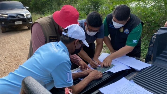 สทภ.7 ตรวจสอบความเหมาะสมและวางโครงการอนุรักษ์ฟื้นฟูแหล่งน้ำและระบบกระจายน้ำ ในพื้นที่ตำบลอ่างทอง อำเภอทับสะแก จังหวัดประจวบคีรีขันธ์