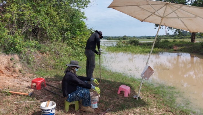 สำนักงานทรัพยากรน้ำภาค 4 ลงพื้นที่เจาะสำรวจชั้นดินเพื่อสนับสนุนการออกแบบโครงการอนุรักษ์ฟื้นฟูแหล่งน้ำตามแผนงานโครงการ ปีงบประมาณ พ.ศ.2565