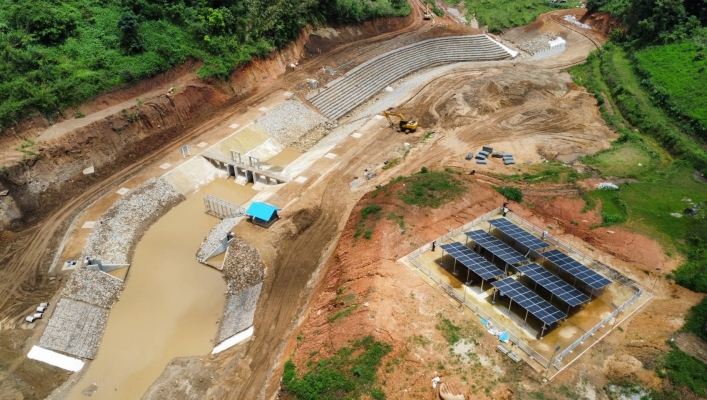 สทภ.1 โครงการก่อสร้างฝายน้ำล้นบ้านละอูบพร้อมระบบกระจายน้ำ สนับสนุนศูนย์พัฒนาโครงการหลวงแม่ลาน้อย