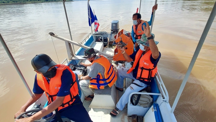 ทส. ทน. สทภ.11 ส่วนอุทกวิทยา ตรวจวัดปริมาณน้ำและตะกอนแม่น้ำโขง