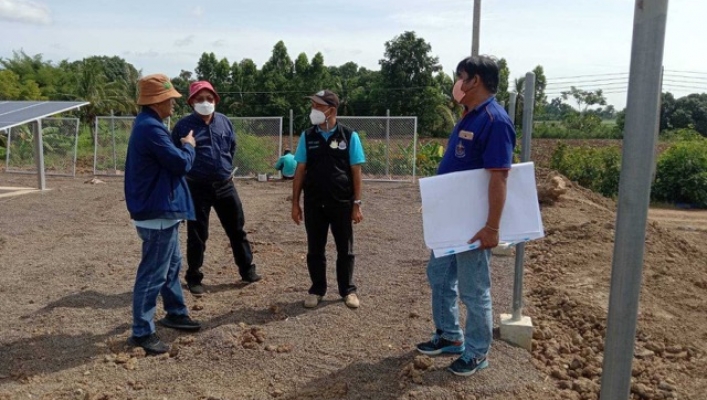 สทภ.5 ติดตามผลการดำเนินงานโครงการก่อสร้างระบบกระจายน้ำเกษตรแปลงใหญ่บ้านหนองบัวแดง สมบัติเจริญ