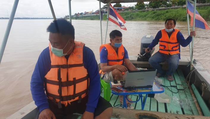ทส. ทน. สทภ.11 ส่วนอุทกวิทยา ตรวจวัดปริมาณน้ำและตะกอนแม่น้ำโขง