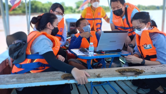 ทส. ทน. สทภ.11 ส่วนอุทกวิทยา ตรวจวัดปริมาณน้ำและตะกอนแม่น้ำโขง