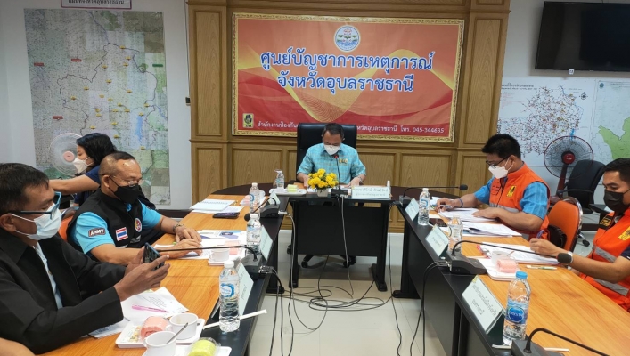 ทส. ทน. สทภ.11 ส่วนบริหารจัดการน้ำ ร่วมการประชุมคณะกรรมการและคณะทำงานศูนย์บัญชาการเหตุอุทกภัยจังหวัดอุบลราชธานี ปี 2565