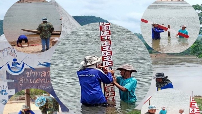 สทน.11 ศูนย์สำรวจอุทกวิทยาโขงเจียม (ส่วนอุทกวิทยา ) ดำเนินการซ่อมบำรุงรักษาสถานีวัดระดับน้ำแม่น้ำโขง