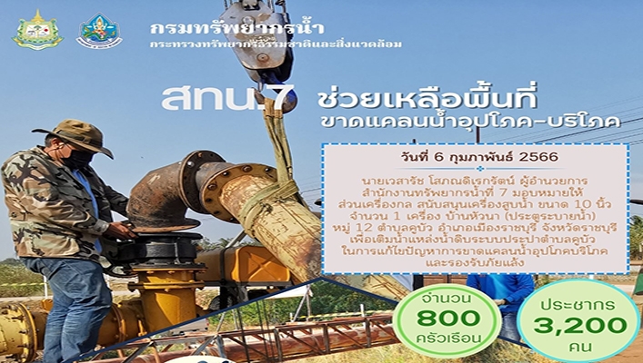 สทน.7 ช่วยเหลือพื้นที่ขาดแคลนน้ำอุปโภค - บริโภคและรองรับภัยแล้ง จังหวัดราชบุรี