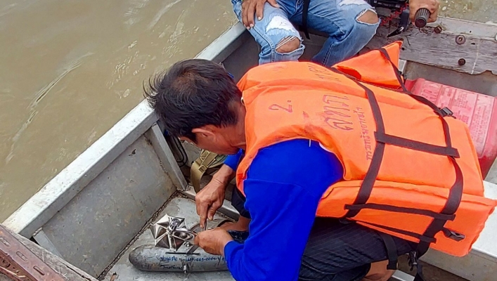 สทน.11 ศูนย์สำรวจอุทกวิทยาโขงเจียม (ส่วนอุทกวิทยา ) การตรวจวัดปริมาณน้ำและตะกอนแม่น้ำมูล สถานีใต้แก่งสะพือ