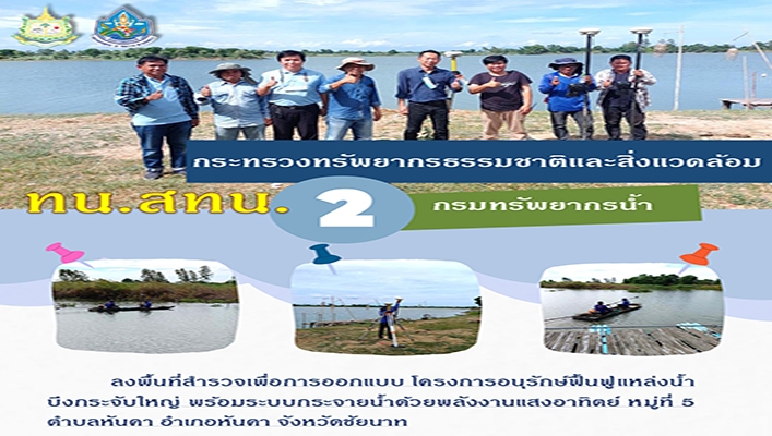 สทน.2 ลงพื้นที่สำรวจเพื่อการออกแบบ โครงการอนุรักษ์ฟื้นฟูแหล่งน้ำบึงกระจับใหญ่ พร้อมระบบกระจายน้ำด้วยพลังงานแสงอาทิตย์ ตำบลหันคา จังหวัดชัยนาท