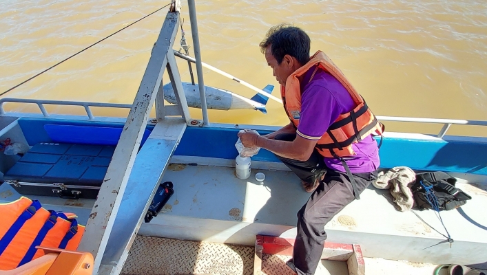 สทน.11 ศูนย์สำรวจอุทกวิทยาโขงเจียม (ส่วนอุทกวิทยา ) การตรวจวัดปริมาณน้ำและตะกอนแม่น้ำโขงสถานีโขงเจียม