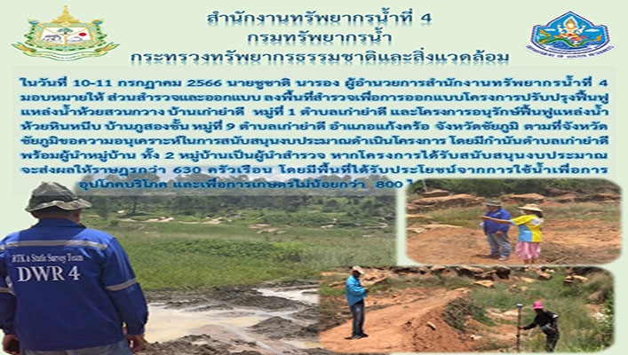 สทน.4 ลงพื้นที่สำรวจเพื่อการออกแบบโครงการปรับปรุงฟื้นฟูแหล่งน้ำห้วยสวนกวาง จังหวัดชัยภูมิ