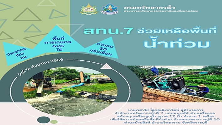 สทน.7 ช่วยเหลือพื้นที่น้ำท่วม อำเภอโพธาราม จังหวัดราชบุรี