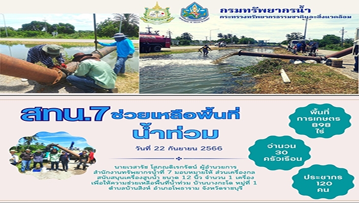 สทน.7 ช่วยเหลือพื้นที่น้ำท่วม จังหวัดราชบุรี