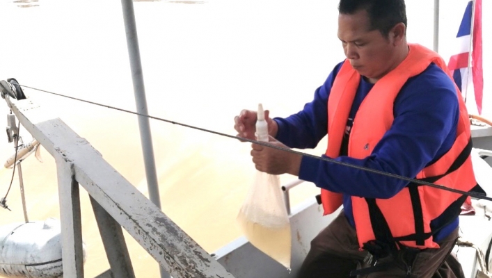 สทน.11 ศูนย์สำรวจอุทกวิทยาโขงเจียม (ส่วนอุทกวิทยา ) การตรวจวัดปริมาณน้ำและตะกอนแม่น้ำโขงสถานีโขงเจียม