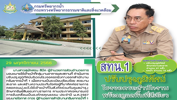 สทน.1 ปรับปรุงภูมิทัศน์โรงจอดรถสำนักงานพร้อมดูแลพื้นที่สีเขียว