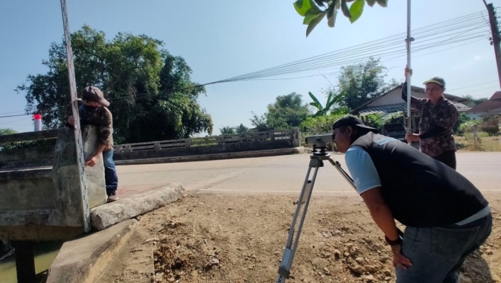สทน.1 สอท.1 เชียงใหม่ สำรวจรูปตัดขวางลำน้ำสถานีอุทกวิทยา ซ่อมแซมเสาระดับสถานีอุทกวิทยา