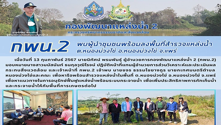 กพน.2 พบผู้นำชุมชนพร้อมลงพื้นที่สำรวจแหล่งน้ำ จ.แพร่