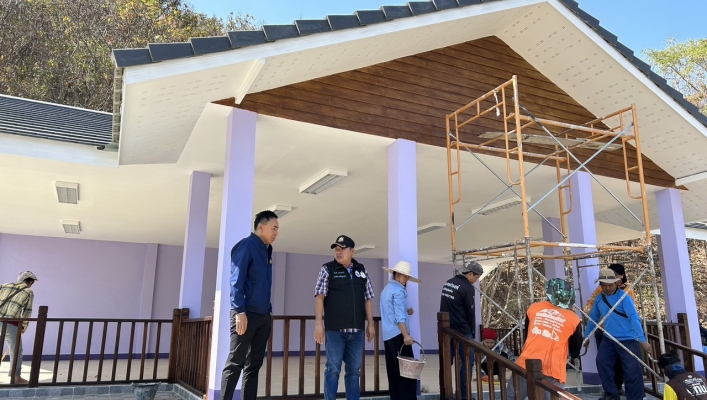 สทน.1 ลงพื้นที่ตรวจราชการโครงการปรับปรุงซ่อมแซมอาคารพลับพลาทรงงานอ่างเก็บน้ำห้วยลาน      จ.เชียงใหม่