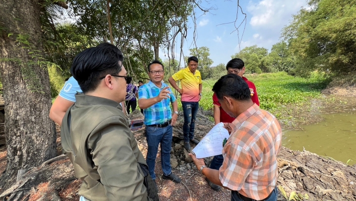 กพน.2 ลงพื้นที่ศึกษาความเหมาะสมเพื่อกำหนดแนวทางและตำแหน่งก่อสร้าง โครงการผันน้ำ 3 ตำบลพร้อมระบบกระจายน้ำด้วยพลังงานแสงอาทิตย์  อำเภอบางน้ำเปรี้ยว จังหวัดฉะเชิงเทรา