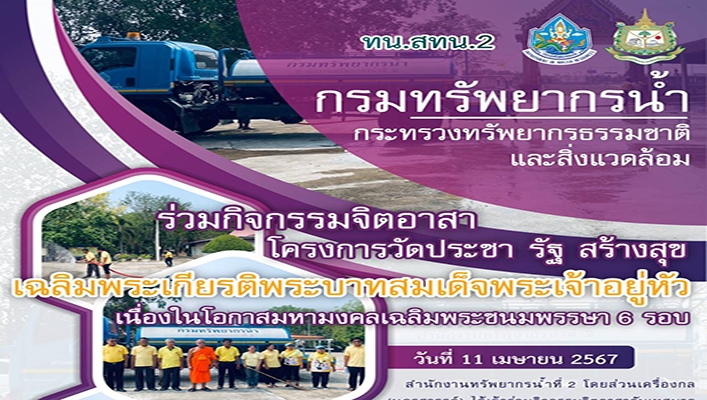สทน.2 ร่วมกิจกรรมจิตอาสา โครงการวัดประชา รัฐ สร้างสุข เฉลิมพระเกียรติพระบาทสมเด็จพระเจ้าอยู่หัวฯ
