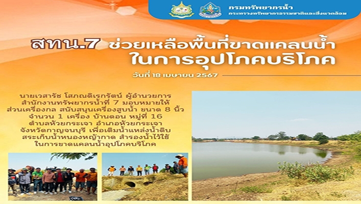 สทน.7 ช่วยเหลือพื้นที่ขาดแคลนน้ำในการอุปโภคบริโภค จ.กาญจนบุรี