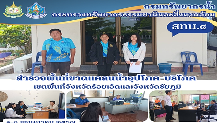 สทน.4 สำรวจพื้นที่ขาดแคลนน้ำอุปโภค บริโภค เขตพื้นที่จังหวัดร้อยเอ็ดและจังหวัดชัยภูมิ