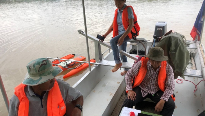 ทส. ทน. สทน.11 ส่วนอุทกวิทยา ตรวจวัดปริมาณน้ำ และตะกอนแม่น้ำโขง อำเภอโขงเจียม จังหวัดอุบลราชธานี