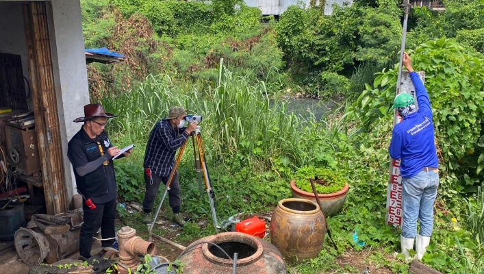 สทน.7 ลงพื้นที่บำรุงรักษาเครือข่ายสถานี และระบบเฝ้าระวังด้านอุทก-อุตุนิยมวิทยา (การจัดทำรูปตัดขวางลำน้ำ CROSS SECTION)