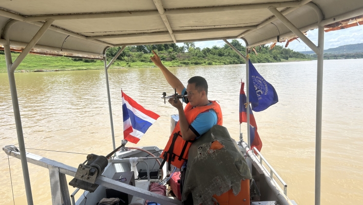 ทส. ทน. สทน.11 ส่วนอุทกวิทยา ตรวจวัดปริมาณน้ำ และตะกอนแม่น้ำมูล สถานีปากมูล อำเภอโขงเจียม จังหวัดอุบลราชธานี