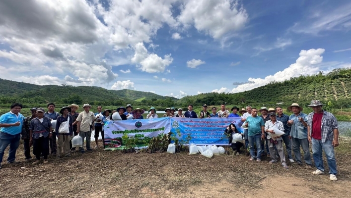 สทน.1 สอน.4 เชียงราย ดำเนินโครงการฝึกอบรมหลักสูตรการบริหารจัดการทรัพยากรน้ำ และดูแลรักษาอย่างมีส่วนร่วมและยั่งยืน (เสริมสร้างความเข็มแข็งกลุ่มผู้ใช้น้ำ/ เครือข่ายเดิม) ฝายน้ำล้นห้วยดินดำ
