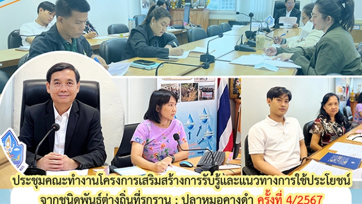 ประชุมคณะทำงานโครงการเสริมสร้างการรับรู้และแนวทางการใช้ประโยชน์จากชนิดพันธุ์ต่างถิ่นที่รุกราน (Invasive alien species) : ปลาหมอคางดำ ครั้งที่ 4/2567 ////////// วันที่ 3 กรกฎาคม 2567 นายนิรุติ คูณผล ผู้เชี่ยวชาญด้านความร่วมมือระหว่างประเทศเกี่ยวกับทรัพยากร