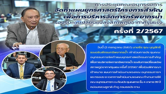 ทน. เข้าร่วมการประชุมคณะอนุกรรมการจัดทำแผนยุทธศาสตร์โครงการสำคัญ เพื่อการบริหารจัดการทรัพยากรน้ำรองรับการเปลี่ยนแปลงสภาพภูมิอากาศรุนแรง