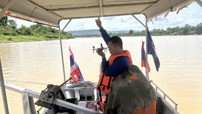 ทส. ทน. สทน.11 ส่วนอุทกวิทยา ตรวจวัดปริมาณน้ำ และตะกอนแม่น้ำมูล สถานีปากมูล อำเภอโขงเจียม จังหวัดอุบลราชธานี