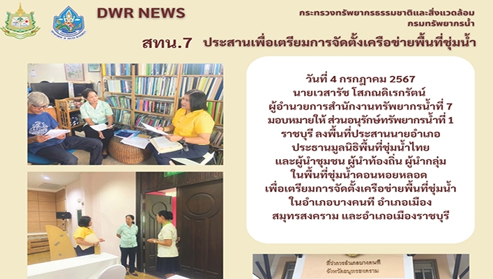 สทน.7 ประสานเพื่อเตรียมการจัดตั้งเครือข่ายพื้นที่ชุ่มน้ำ