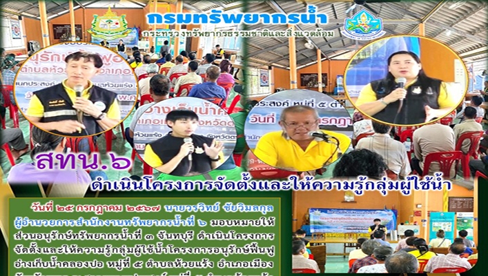 สทน.6 ดำเนินโครงการจัดตั้งและให้ความรู้กลุ่มผู้ใช้น้ำ