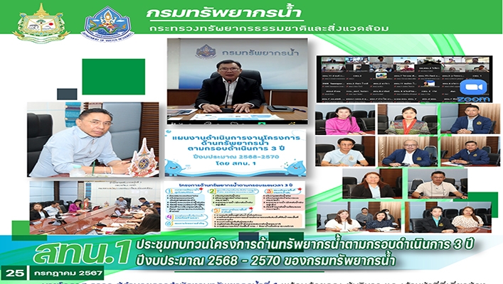 สทน.1 ทบทวนโครงการด้านทรัพยากรน้ำตามกรอบดำเนินการ 3 ปี
