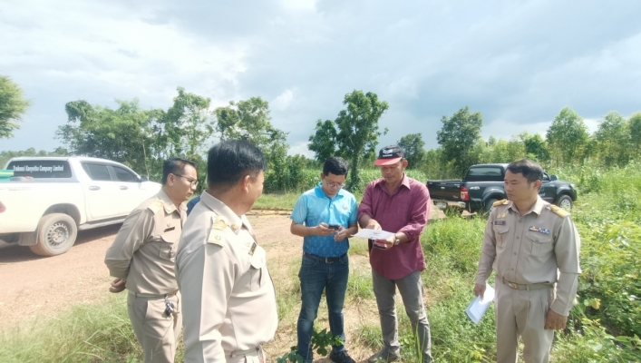 สทน.6 เข้าดำเนินการสำรวจความเหมาะสม พื้นที่สระหนองหินขาว บ้านเขาจาน หมู่ที่ 10 ตำบลย่านรี อำเภอกบินทร์บุรี จังหวัดปราจีนบุรี