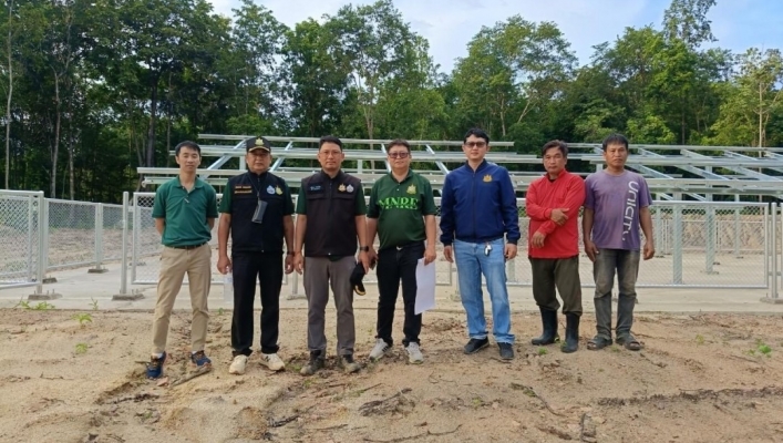 สทน.1 ส่วนพัฒนาและฟื้นฟูแหล่งน้ำ ลงพื้นที่เร่งรัด/ตรวจติดงาน โครงการระบบกระจายน้ำด้วยพลังงานแสงอาทิตย์ห้วยอมป๊าก อันเนื่องมาจากพระราชดำริ