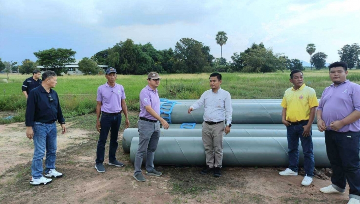 สทน.7 ลงพื้นที่ตรวจติดตามโครงการก่อสร้างระบบกระจายน้ำจากแหล่งน้ำบ้านไผ่สีสนับสนุนพื้นที่เกษตรกรรม