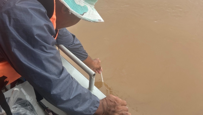 ทส. ทน. สทน.11 ส่วนอุทกวิทยา ตรวจวัดปริมาณน้ำ และตะกอนแม่น้ำโขง อำเภอโขงเจียม จังหวัดอุบลราชธานี