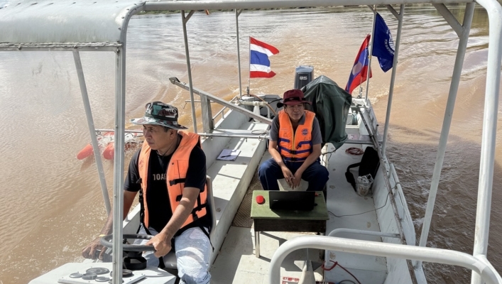 ทส. ทน. สทน.11 ส่วนอุทกวิทยา ตรวจวัดปริมาณน้ำ และตะกอนแม่น้ำโขง อำเภอโขงเจียม จังหวัดอุบลราชธานี