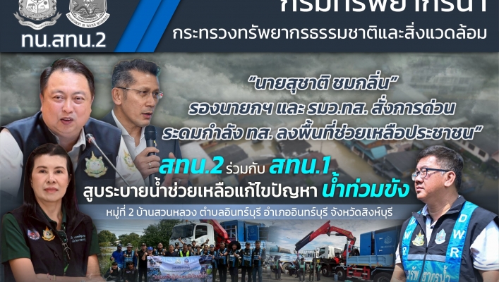 สทน.2 ร่วมกับ สทน.1 ติดตั้งเครื่องสูบน้ำไฮดรอลิค บริเวณหมู่ที่ 2 บ้านสวนหลวง ตำบลอินทร์บุรี อำเภออินทร์บุรี จังหวัดสิงห์บุรี