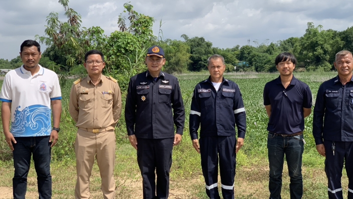 สทน.6 ร่วมลงพื้นที่ติดตามโครงการอนุรักษ์ฟื้นฟูแก้มลิงคลองบางไผ่ (ช่วง 2) พร้อมระบบกระจายน้ำด้วยพลังงานแสงอาทิตย์ ตำบลพลูตาหลวง อำเภอสัตหีบ จังหวัดชลบุรี