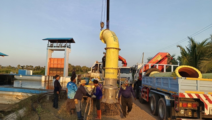 สทน.9 ติดตั้งเครื่องสูบน้ำ ขนาด 26 นิ้ว จำนวน 1 เครื่อง เร่งระบายน้ำ ช่วยเหลืออุทกภัย ในพื้นที่ภาคใต้ “จ.สงขลา”