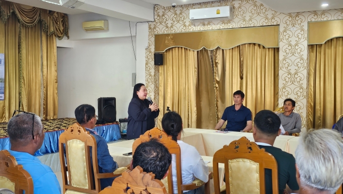 สทน.6 ดำเนินโครงการจัดตั้งกลุ่มผู้ใช้น้ำ โครงการก่อสร้างระบบกระจายน้ำด้วยพลังงานแสงอาทิตย์สระหนองอิรึม สระทุ่งตกหมอก ตำบลท่าโสม อำเภอเขาสมิง จังหวัดตราด