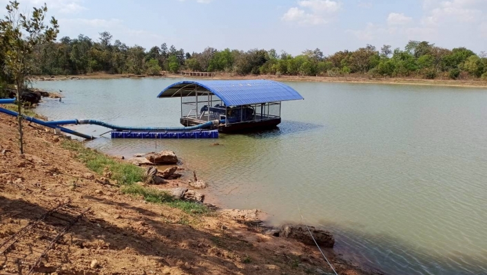 ทส. ทน. สทน.11 ส่วนพัฒนาและฟื้นฟูแหล่งน้ำ ลงพื้นที่ตรวจรับงาน โครงการอนุรักษ์ฟื้นฟูแหล่งน้ำอ่างเก็บน้ำร่องน้ำคำ พร้อมระบบกระจายน้ำด้วยพลังงานแสงอาทิตย์ บ้านทรายพูล  หมู่ที่  10 ตำบลขามป้อม อำเภอเเขมราฐ จังหวัดอุบลราชธานี